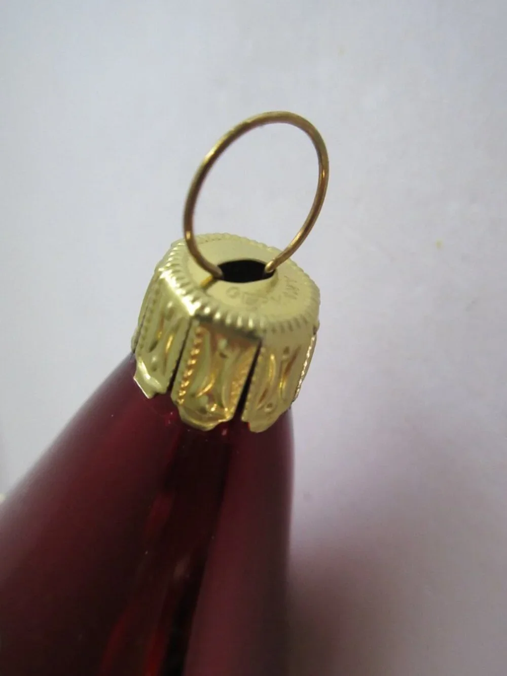 Bronner's Burgandy Teardrop Glass Christmas Ornament Hand Painted Candle Germany